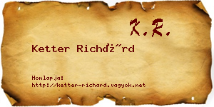 Ketter Richárd névjegykártya